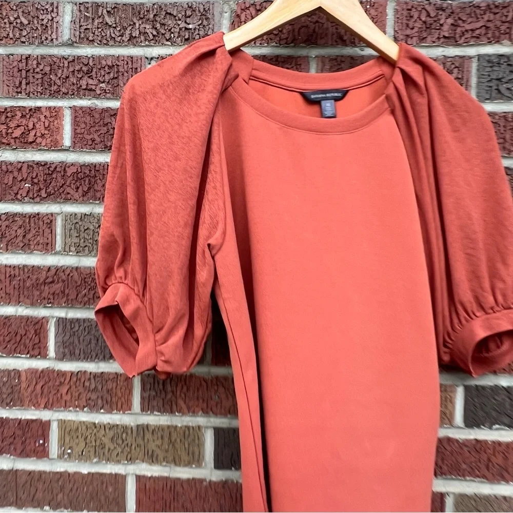 Banana Republic Burnt Orange Puff Sleeve 1/2 Sleeve Blouse Top